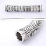 Extended stainless steel vacuum bellow hose suitable for long-distance KF connections.