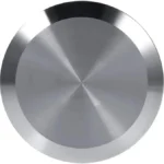 Top-down view of a KF63 stainless steel vacuum blank cap.