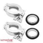 Assembly view showing the KF 50 Clamp correctly seated over the Centering Ring for uniform compression