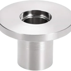 KF weldable stainless steel flange with extended weld stub for vacuum fabrication.