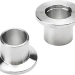 Angled view of a KF stainless steel weldable flange featuring a 20mm long stub.
