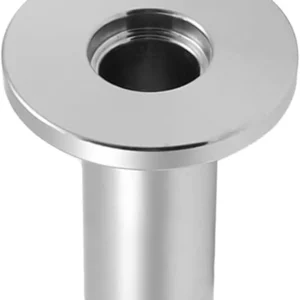 Multiple KF stainless steel weldable flanges with 40mm weld stubs arranged together.