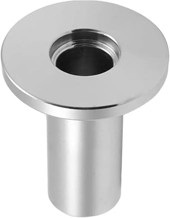 Multiple KF stainless steel weldable flanges with 40mm weld stubs arranged together.