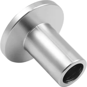 Top-down view of a KF weldable flange with a 40mm stainless steel tube.