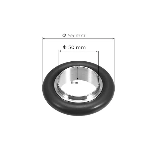 Close-up view of the wide flange surface on a KF 50 Centering Ring and its Viton O-Ring